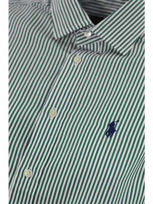 Camicia a righe in popeline verde bianco POLO RALPH LAUREN | 211 910743027